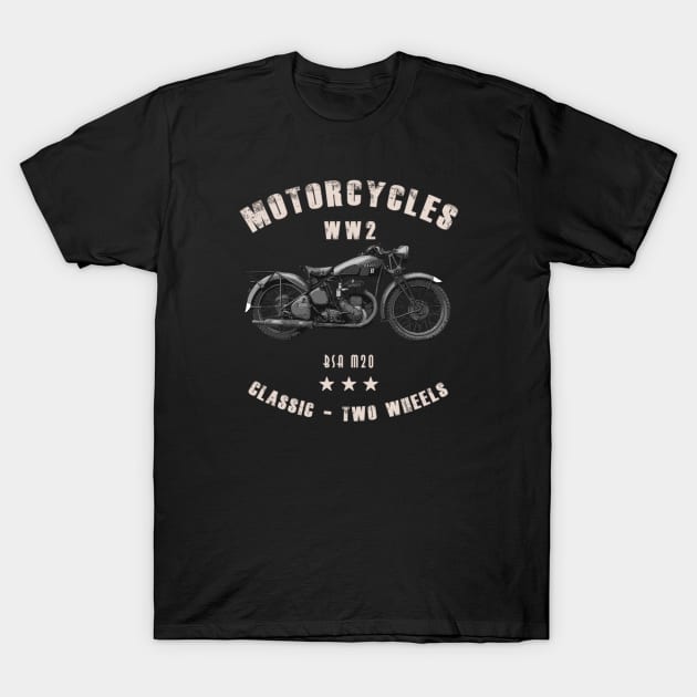 BSA M20 Retro Vintage Motorcycle WW2 T-Shirt by Jose Luiz Filho